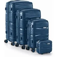 Berwin Trolleyset mit Beautycase Modell Torna Ocean Petrol, 4 Rollen, (Set, 4 tlg., MS-19811)