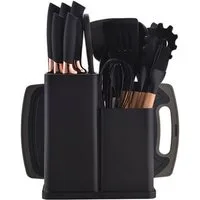 Fine Life Pro Kochbesteck-Set 19 -teiliges Silikon -Küchengeräteset, (hitzebeständig, antihaftend und mit einem), tragbarem Aufbewahrungssystem - ideal für Kochbegeisterte.