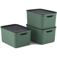 ROTHO Aufbewahrungsbox 3er- Set Aufbewahrungskorb 16l mit Deckel (Aufbewahrungsboxen, 3er-Set)