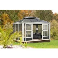 Sojag Pavillon »Olan 1014«, (Set), aus Aluminium, mit Wintergarten, inkl. Moskitonetzen