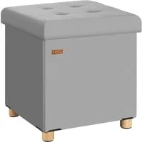 Casaria Sitzhocker, Samt Grau Faltbar inkl. Füßen 38x38cm 300kg Belastbarkeit Wohnzimmer