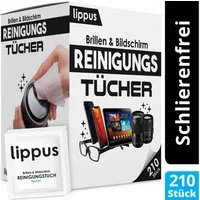 lippus Brille PREMIUM Brillenputztuch [210 STÜCK], Schlieren- und Rückstandsfrei – Reinigt & desinfiziert