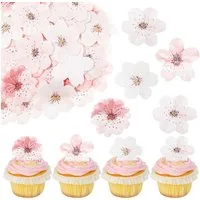 Bomiclss Hängedekoration 75 Essbare Blüten aus Reispapier, essbare Tortendekoration (75 St), für Geburtstag, Hochzeit, Weihnachten, Cupcakes und Kuchen Deko