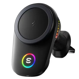 ESSAGER T15 15W Magnetic Wireless Charging Car Mount Air Outlet Phone Holder with RGB Light Cooling Fan Fast Charging fo