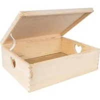 Creative Deco Aufbewahrungsbox Holzkiste mit Deckel Erinnerungsbox Holzbox, herzförmige Griffe