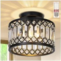Sunicol Deckenleuchte Kristall Deckenleuchte, 3 Farbtemperaturen, Metall Käfige Lampenschirm, Kristall Kronleuchter für Wohnzimmer Schlafzimmer, Ø23cm, E27