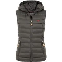 Geographical Norway Steppweste Damen Steppweste mit Kapuze Frühlings sportlich Übergangs Weste Herbst