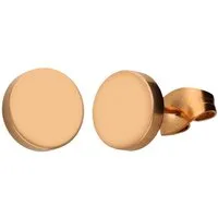 LÖB Paar Ohrstecker 18K Roségold vergoldet Edelstahl Ohrringe Rund Kreis Platte Fake Plug (Geschenke für Frauen Damen Beste Freundin Mutter Mama Ehefrau Oma sie zum Geburtstag Schmuck Sommer, Inkl. Schmuckbox), Ohrstecker Platten Modern Flach Kreise 