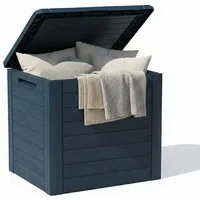 Prosperplast Gartenbox Aufbewahrungsbox WOODEBOX 140L, in Holzoptik, aus Kunststoff, mit Deckel, 460 × 585 × 550 mm