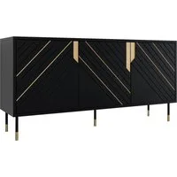 MIRJAN24 Kommode Mountain 3D 150 (mit drei Drehtüren), Metallfüße, 154x40x72 cm, Dekoration in der Farbe Gold