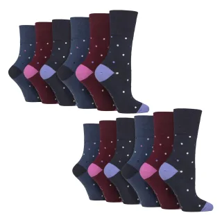 12 Paar Damen Baumwollsocken | Gemusterte, weiche, nicht bindende Alltagssocken