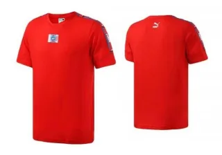 Puma 90S Retro Tape Kurzschläfe T-Shirt Top Tee Red Mens 579516 04