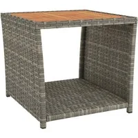vidaXL Gartentisch Beistelltisch mit Holzplatte Grau Poly Rattan & nholz (1-St)