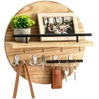 Zyronn Schlüsselbrett mit Regal & Haken – Rundes Wand-Postorganizer, (1 St), für Eingang, Flur & Wohnzimmer