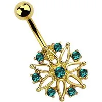 Adelia´s Bauchnabelpiercing Piercing Bauchnabelpiercing, Blume mit acht gefassten Steinen