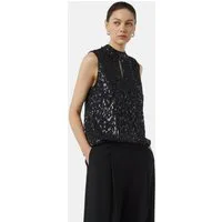 comma Blusentop Bluse Paillettentop mit Cut-out