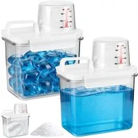 BlingBin Aufbewahrungsbox Waschpulver Luftdichter Waschmittelspender Mit Messbecher (2er Set, 2 St., 1100ml), mehrzweck-waschpulver-spender für Waschmittel, Getreide (1100ml)