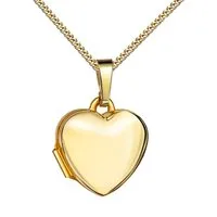 JEVELION Kettenanhänger Medaillon Herz goldenes aus Gold 333 zum Öffnen für 2 Bilder (Foto Amulett 333er Gold, für Damen und Mädchen), Mit Kette vergoldet-Länge wählbar 36-70 cm oder ohne Kette