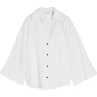 TOM TAILOR Kurzarmbluse H weiß,Casual,Leinen,Unifarben,V-Ausschnitt,3/4 Arm,Casual Fit