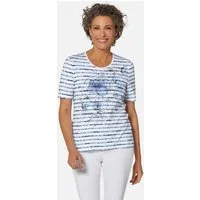 GOLDNER Print-Shirt Streifenshirt mit Blumenmuster Printshirt mit Rundhalsausschnitt und Halbarm