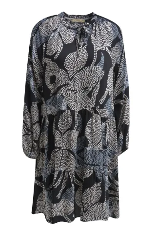 Smith&Soul - Short Ruffle Neck Volant Dress black print - Gr. - L