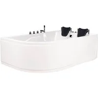 HOME DELUXE Whirlpool-Badewanne BLUE OCEAN - XL 180 x 120 cm, (inkl. Nackenkissen, Armaturen und Whirlpoolpumpe), ABS-Sanitäracryl, Eckwanne, 2 Personen
