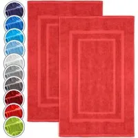 NatureMark Badematte 2er-Set Badvorleger 50x80cm, strapazierfähig, Baumwolle, rechteckig, Badematte 2-tlg., Duschmatte Duschvorleger, Premium Qualität, 50x80cm, Rot