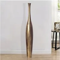 FINEBUY Bodenvase FB65126 Vase Aluminium Gold Blumenvase XXL Wohndeko Groß Alu Modern (100 cm Aluminium Gold Modern Groß), Hohe Alu Blumenvase Handgefertigt, Vase für Blumen