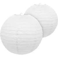 Spetebo Papierlaterne Papier Lampion in weiß zum Hängen - Größe und Menge wählbar, Deko Papierlaterne im Bamboo Style