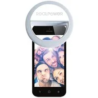 Realpower EVA Selfie Light Ringblitz, (Smartphone, Ringlicht, LED, Ringleuchte, 3 Helligkeitsstufen, weiß)