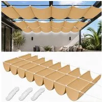 LMaxhome Sonnensegel Einziehbar robust Balkon Sichtschutz UV Schutz wasserfest, Wellen Sonnenschutz mit Ösen für Garten, Terrasse, Pool & Camping