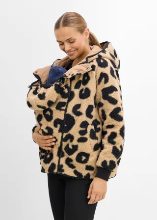 bonprix 3-in-1 mit Teddy-Fleece für die Schwangerschaft und danach (2-tlg. Set), beige, Gr.46, Umstandsjacke mit Trageeinsatz zum Wenden