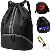 MOPUEA Turnbeutel Turnbeutel Fußballtasche Rucksack mit Tunnelzug Turntasche Sporttasche (Verstellbar Kordelzug Gymsack Wasserfest Sporttasche, 1-tlg., Große Kapazität für Herren Damen Kinder Jugend)