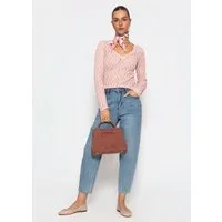 SASSYCLASSY Langarmshirt Spitzenshirt mit V-Ausschnitt für Damen Elegantes Langarmshirt mit floralem Muster in leichter Transparenz