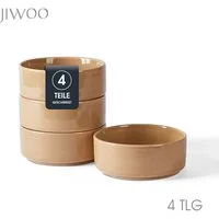 JIWOO Salatschüssel 4er Ø13,5cm, Müslischüssel Suppenschüssel Dessertschale Obstschale, Keramik, (Schüsselset, 4-tlg), Bowl Hochwertige Schüsseln Braun Schüssel Mikrowellenofen Spülmaschine