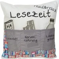 HERGO Creation Dekokissen Kissen aus Stoff Sofahelden Lesekissen mit Taschen