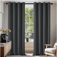 Deconovo Verdunkelungsvorhang Gardinen mit Ösen Blickdichte Vorhang Kälteschutz Schlafzimmer 2er Set, Blackout Curtain einfarbig Thermo Vorhang Verdunkelung Wärmeisolierend