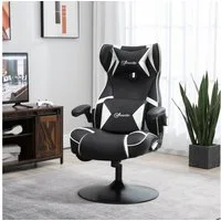 Vinsetto Schreibtischstuhl höhenverstellbarer Gaming Stuhl mit Wippfunktion (PC-Stuhl, 1 St), Weiß+Schwarz 69 x 73 x 112-118 cm
