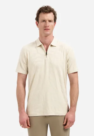 No Excess - Polo Half Zip Short Sleeve Jacquard desert - Gr. - L