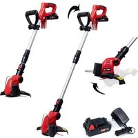 Grafner Akku-Rasentrimmer Akku-Rasentrimmer 20V mit Schnellladegerät Freischneider, 25 cm Arbeitsbreite Messer, Lithium-Ionen-Akku: 20V / 2,0 Ah