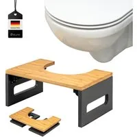 eluno Fußhocker Toilettenhocker, aus Bambus, platzsparend zusammenklappbar