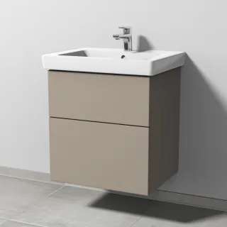 Sanipa 3way Waschtischunterbau zu Villeroy & Boch Subway 2.0 Waschtisch mit 2 Auszügen, Sandgrau-Mat SF61267