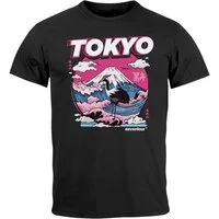 Neverless Print-Shirt Herren T-Shirt Tokyo Japan Fuji Frontprint Grafik Japanische mit Print