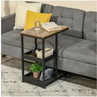 HOMCOM Beistelltisch Sofatisch mit Rollen, Ablage (Couchtisch, 1-St., Kaffeetisch), für Wohnzimmer, Schlafzimmer, Dunkelbraun, 51 x 33 x 66 cm