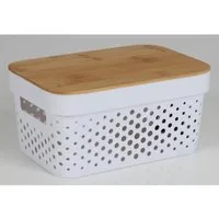 BURI Aufbewahrungsbox Aufbewahrungskorb 4,5L Bambusdeckel Allzweckbox Ordnungsbox Schrankbox