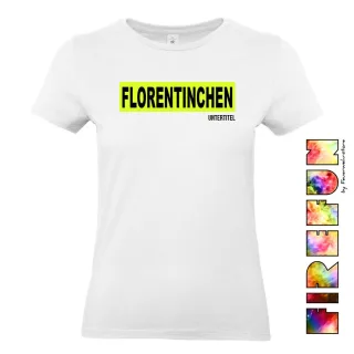 FIREFUN - Damen T-Shirt mit Aufschrift "FLORENTINCHEN" 2XL MIT Untertitel (max. 20 Zeichen) Hinten (Rücken) navy MIT Silberstreifen (Reflexoptik)