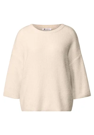 Street One - 3/4-Arm Pullover mit Rundhals pure beige - Gr. - 34