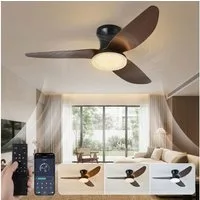 Sunicol Deckenventilator mit beleuchtung, Dimmbar Deckenlampe mit ventilator, 6-Gang, Leiser, Timer, App und Fernbedienung, für Schlafzimmer Wohnzimmer