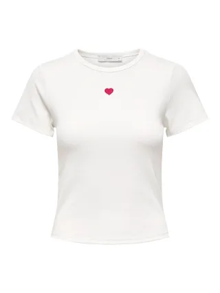 ONLY - ONLELVA JUNE EMB S/S TEE JRS NOOS Cloud Dancer - Gr. - L