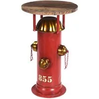 More2Home Beistelltisch Hydrant, Metall Feuerwehr-rot, Mangoholz, rund 38 cm